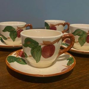 4 Vintage Franciscan Apple cups and saucers.